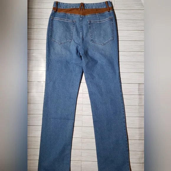 Good American Icon High Rise Denim Suede Straight Leg Jeans - Picture 6 of 10